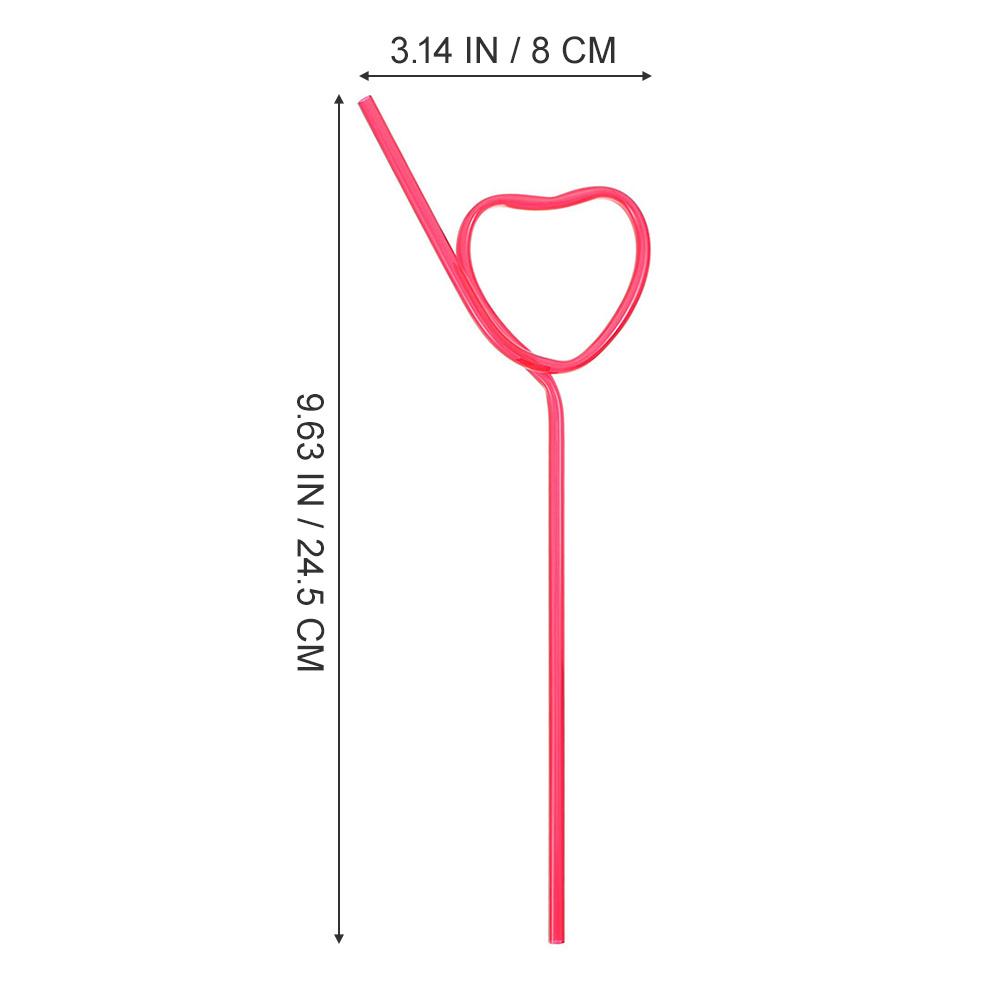 25pcs Heart Shape Creative Beverage Straws For Party Drink Decorative Curved Straw Reusable Plastic Straws Home Kitchen Bar