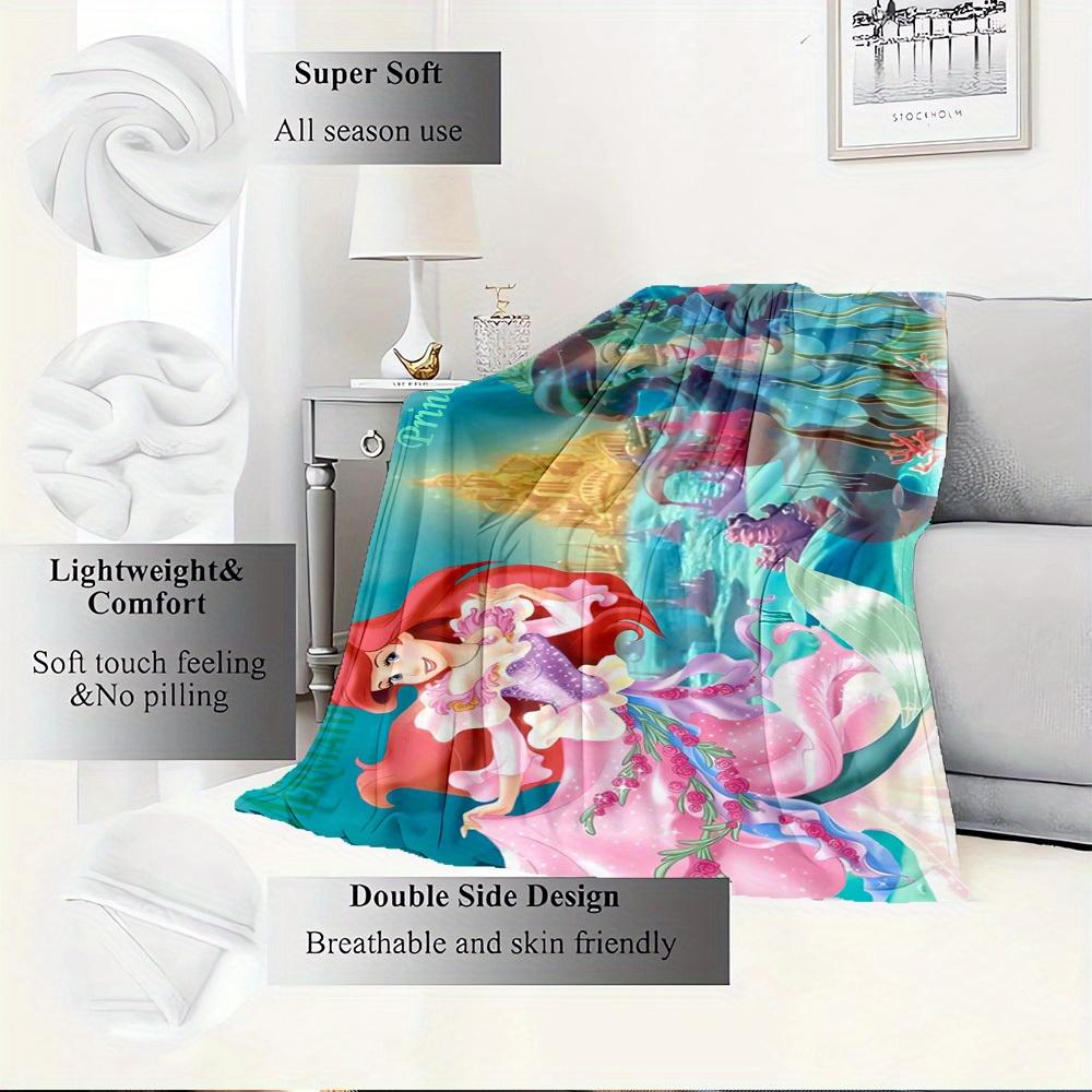 1pc Flannel Undersea Princess Ariel Mermaid Bed Sheet Quilt Cover Sofa Blanket Birthday Gift Home Decoration