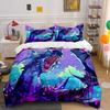 3Pcs Crystal Dragon Bedding Set, Roaring Fantasy Beast Print Duvet Cover + 2 Pillowcases, Anime Style Decor