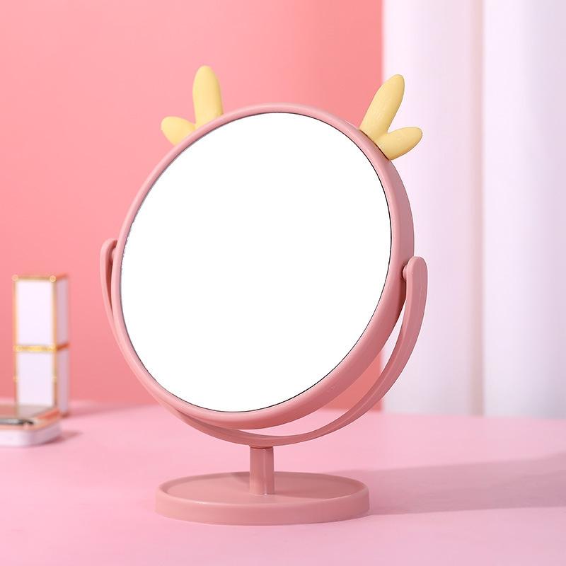 Cute Desktop HD Vanity Mirror Cat Ear Single Side Makeup Mirror Multifunctional Adjustable Makeup Princess Mirror