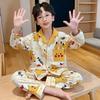 Boys Cotton Pajama Set Long Sleeve Thin Sleepwear Cartoon Print Hoodie Style Home Wear Kids 8