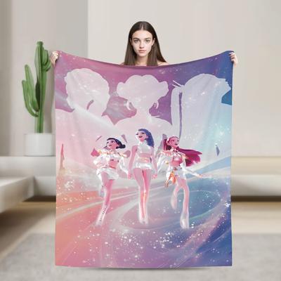 Warm Soft Blankets KPop Demon Hunters Golden Music Throw Blanket Flannel Bedspread For Living Room Street Trend Sofa Bed Cover