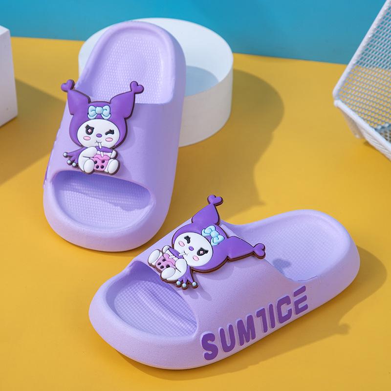 Summer girls' flat slippers, princess cartoon indoor non-slip bathroom bathing cute soft-soled slippers for children and parent-child use