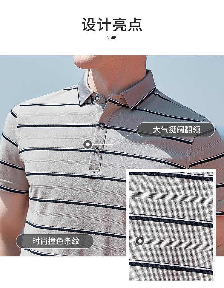[Old Money Style Stripe] Summer New Mulberry Silk Cotton Blended Light Luxury Men's Polo Shirt