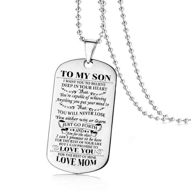 Necklace Fashion To My Son Daughter Dad Mom Dog Tag Birthday Gift Kids For