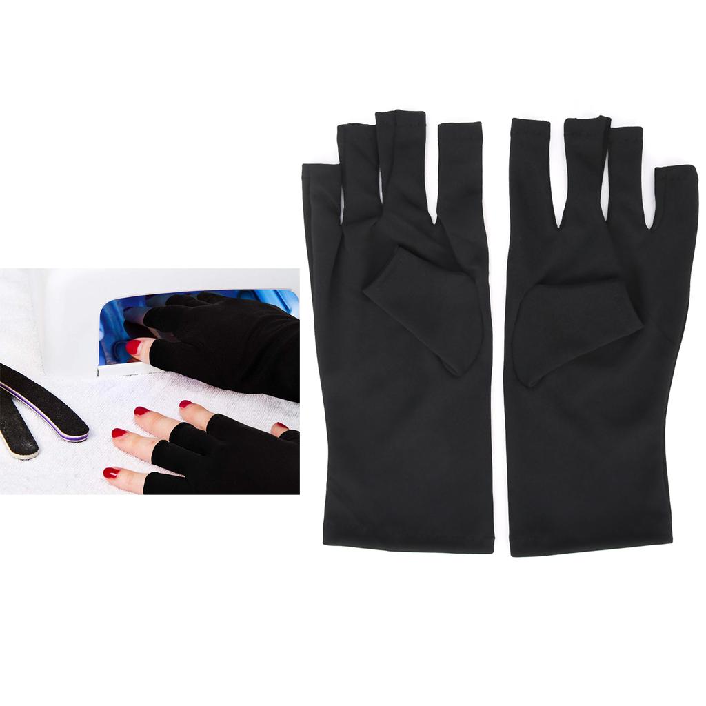 1 Pair AntiUV Glove LED Nail Art Curing Lamp UV Protection Glove Nail Art Skin Care Glove(Black )