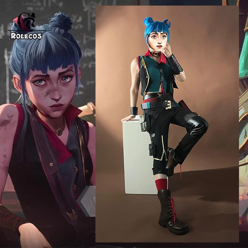 Game Lol Season 2 Jinx Powder Cosplay Costume Lol Jinx Cosplay Overalls Vest Pants Ourfits Halloween Uniform  Skin