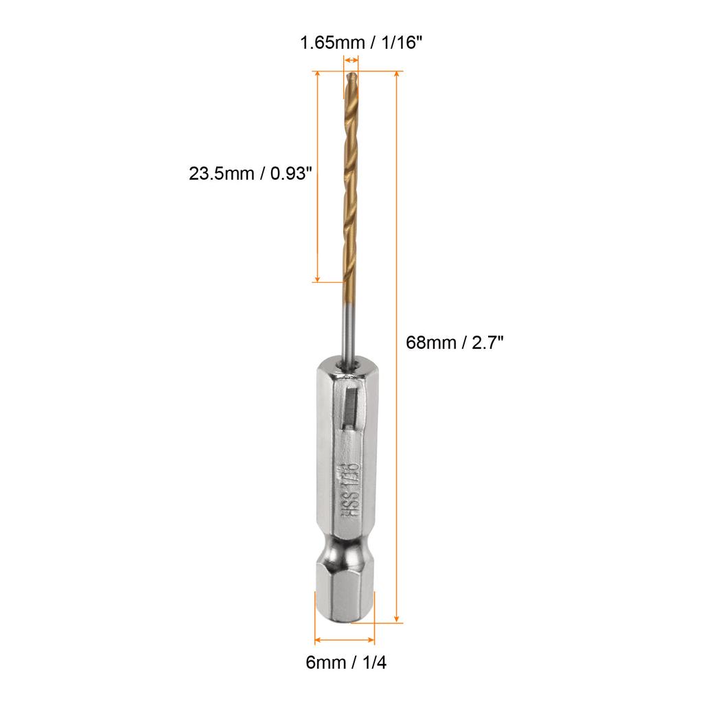 10/24pcs Twist Drill Bit with 1/4" Hex Shank Drill Bits M35 High Speed Steel Titanium Drill Bits for Wood Stainless Steel Metal