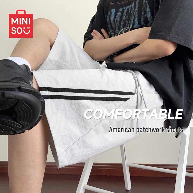 MINISO Men s Deconstructed American Retro Casual Shorts L