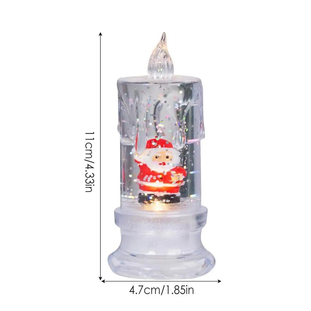 Vánoční LED svíčka naplněná vodou Santa Sněhulák Sněhová vločka Noční světlo Elektrické Santa Claus Sněhová koule Lucerna Sněhová ozdoba