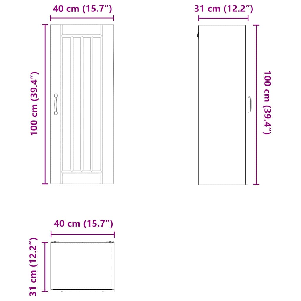 Wall Cabinet LUCCA Glossy White 40 X 31 X 100 Cm Particleboard