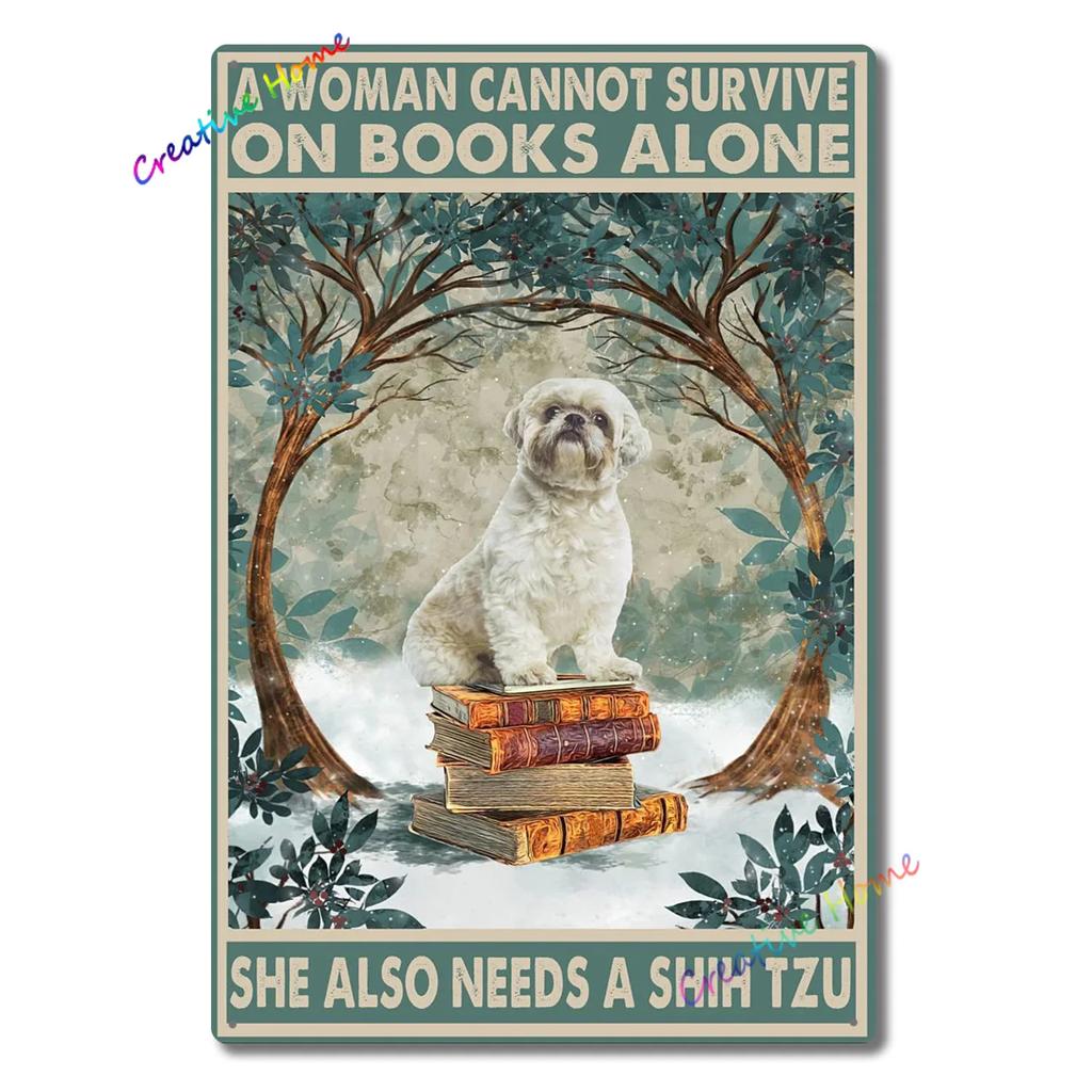 Dog Metal Tin Sign Shih Tzu Co. Bath Soap Wash Your Paws Printed Poster Bathroom Toilet Living Room Home Art Wall Decor 8X12inch