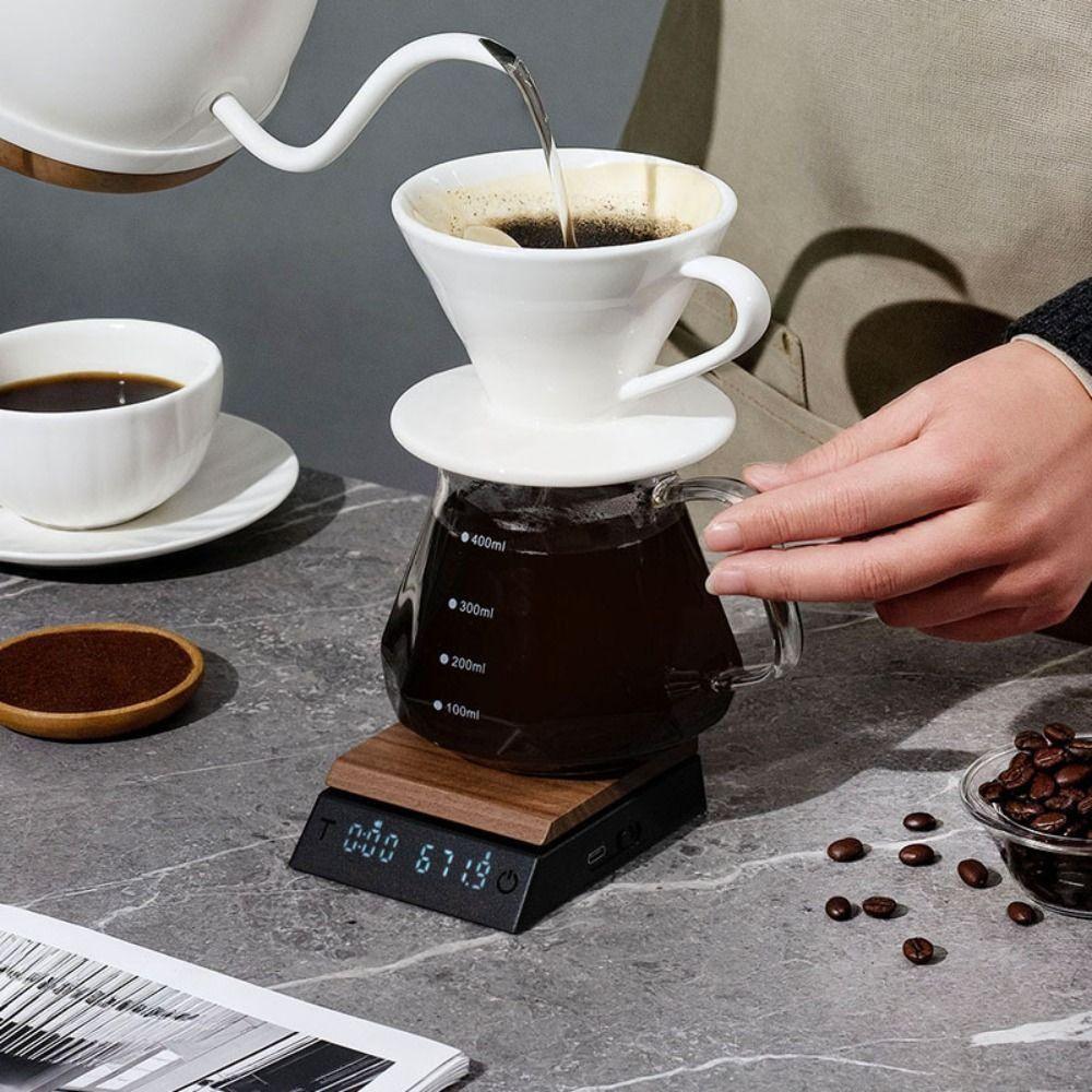 LED Mini Wooden Tea Scale Type-c Precision Tea Scale Electronic Tea Scale  Coffee Weighing