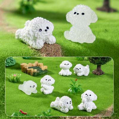 Miniature Resin Bichon Frise Figurine - DIY Craft & Hanging Ornament