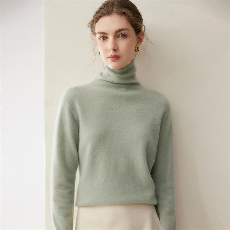 Women's Slim-Fit 100% Cashmere Turtleneck Sweater - Versatile Autumn/Winter Knitwear