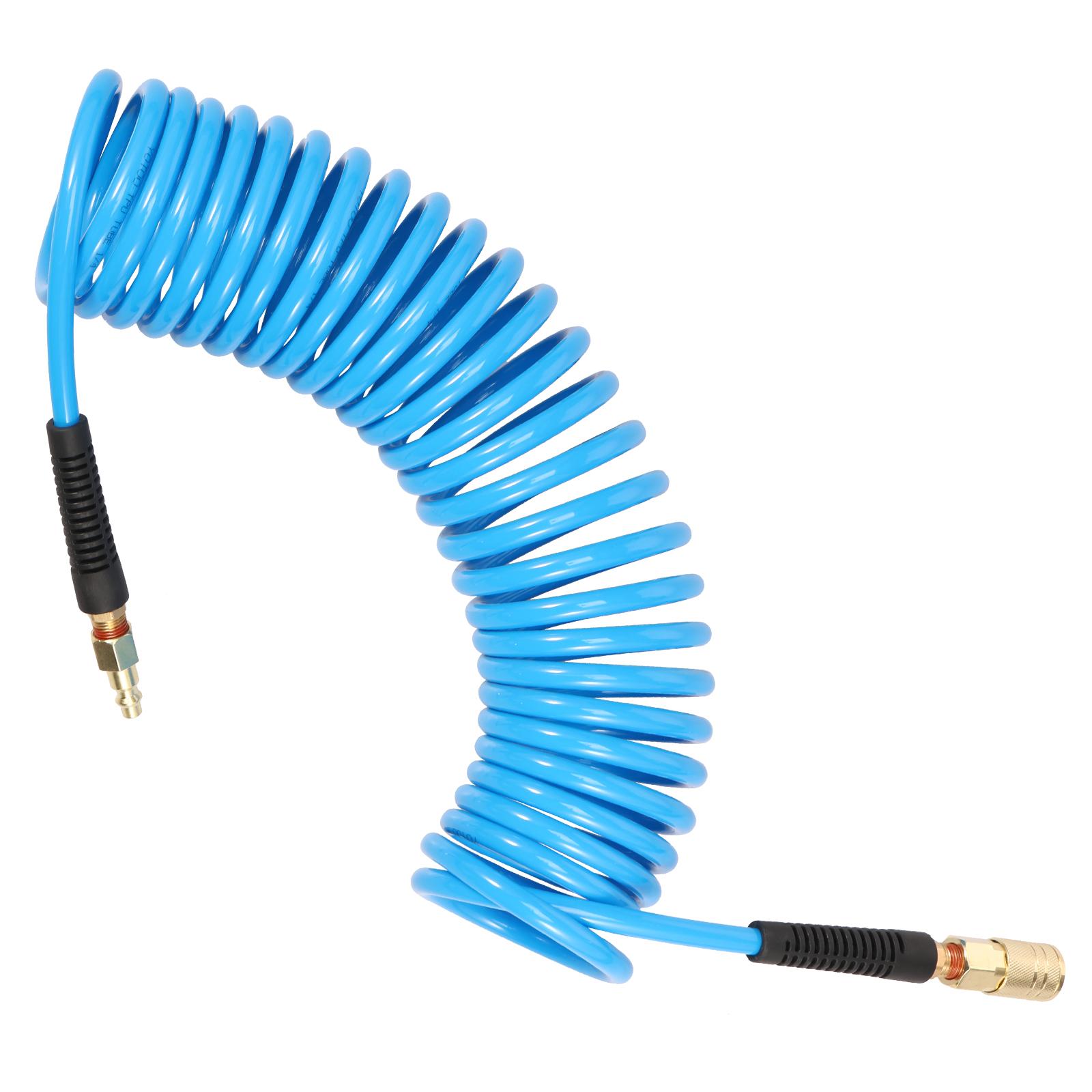 

1/4NPT Air Compressor Hoses with Coupler and Plug 25ft Flexible PU Recoil Air Hose Anti Kink Tool Accessory for Industry Using 1 4 NPT