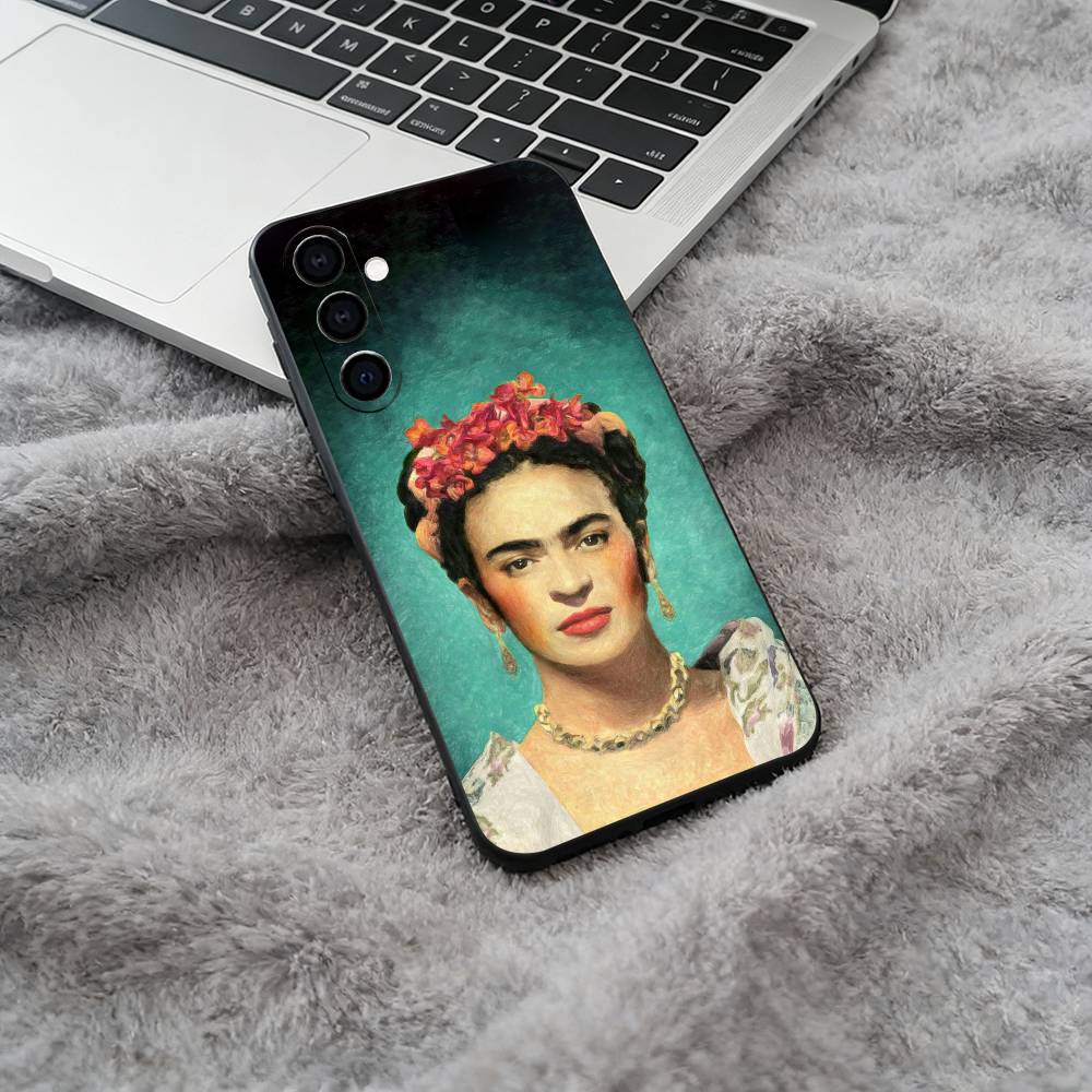 A-Artist F-Frida K-Kahlos Black Soft Silicone Phone Case for Samsung Galaxy A73, A71, A72, A70, A53, A52, A51