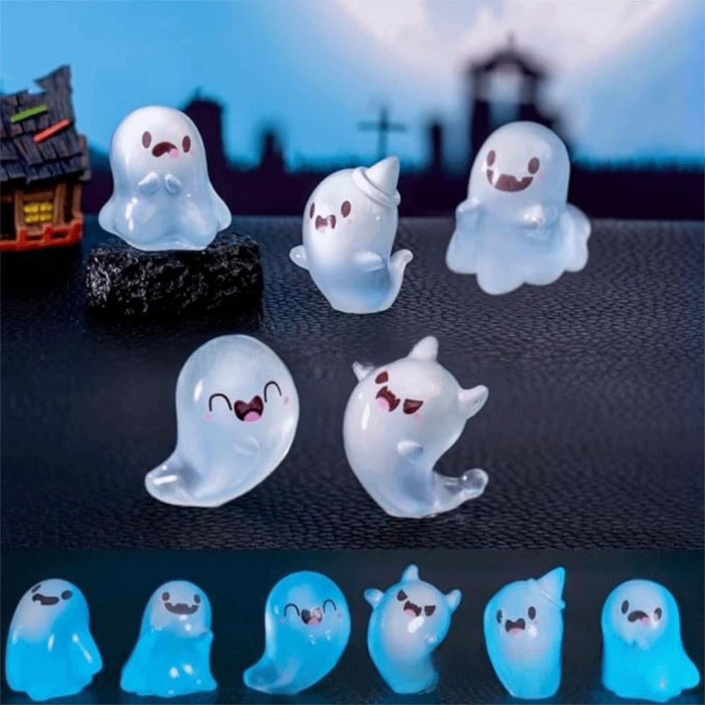12/24PCS Micro Landscape Halloween Glowing Ghost Figures Craft Handmade Material  Halloween Party