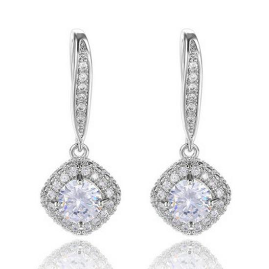 Contemporary Fashion Rhinestone Crystal  Zircon Square Earrings