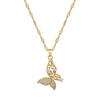 Titanium Steel Light Luxury Full Diamond Micro-Inlaid Zircon Cute Butterfly Luxury Necklace Copper Electroplated Real Gold Pendant