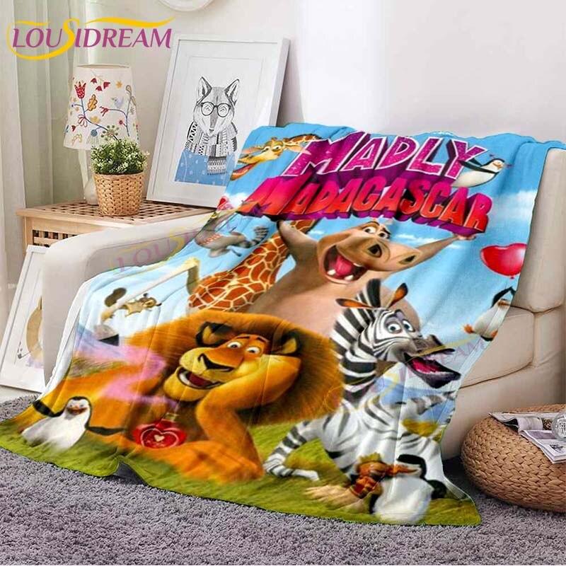 Kreslené flanelové deky Tučňáci z Madagaskaru Deka na pohovku postel Domácí deky pro dospělé děti Tučňák přehozové deky
