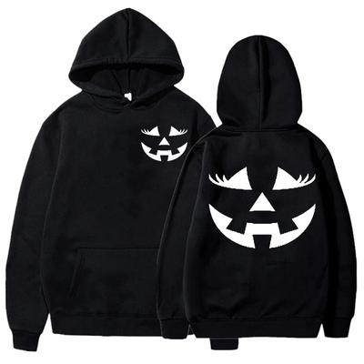 Kürbisgesicht Kapuzenpullover Sweatshirt Jackolantern Lustig Halloween Sportbekleidung für Frauen Halloween Rundhals-Sweatshirt für Frauen