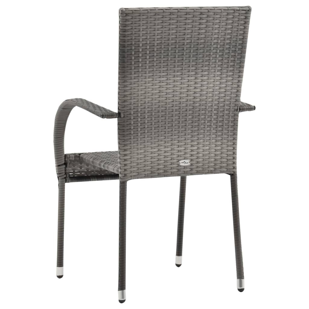 7 Piece Garden Dining Set Grey Poly Rattan