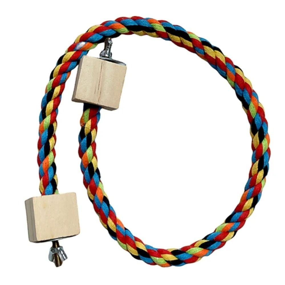 Parrot Color Pet Bird Bite Toys Wood Parrot Climbing Toys New Cotton Rope Toys