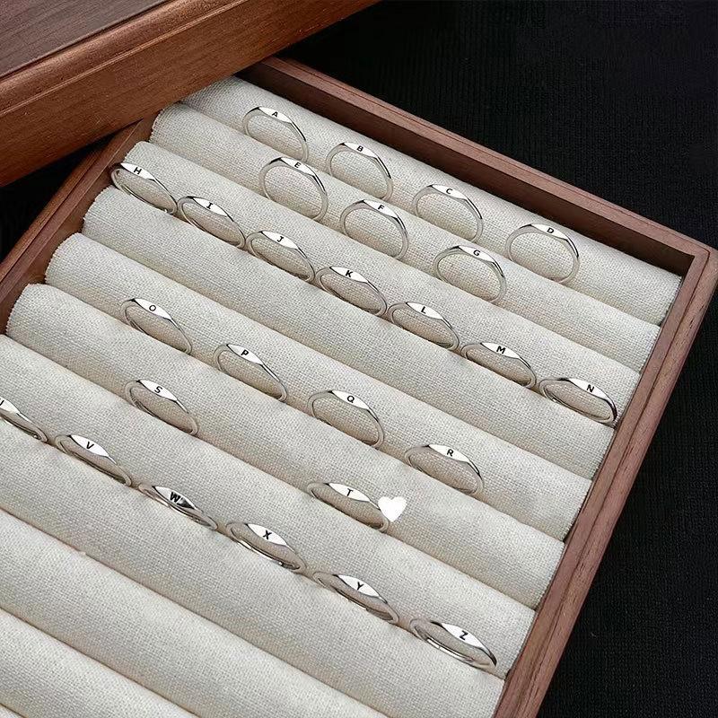 Silberner Koreanischer 26 Buchstaben A-Z Offener Ring Herren und Damen Ring Partnergeschenk Schmuck
