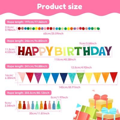 Happy Birthday Decoration Balloons Pink Blue Letter Felt Cloth Ballons Set Birthday Party Decor Air Globos Balony Anniversaire