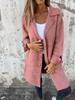 Women's Solid Color Turn-Down Collar Mid-Length Cardigan Coat with Pockets (Single-Breasted) - 2024 Autumn/Winter Collection