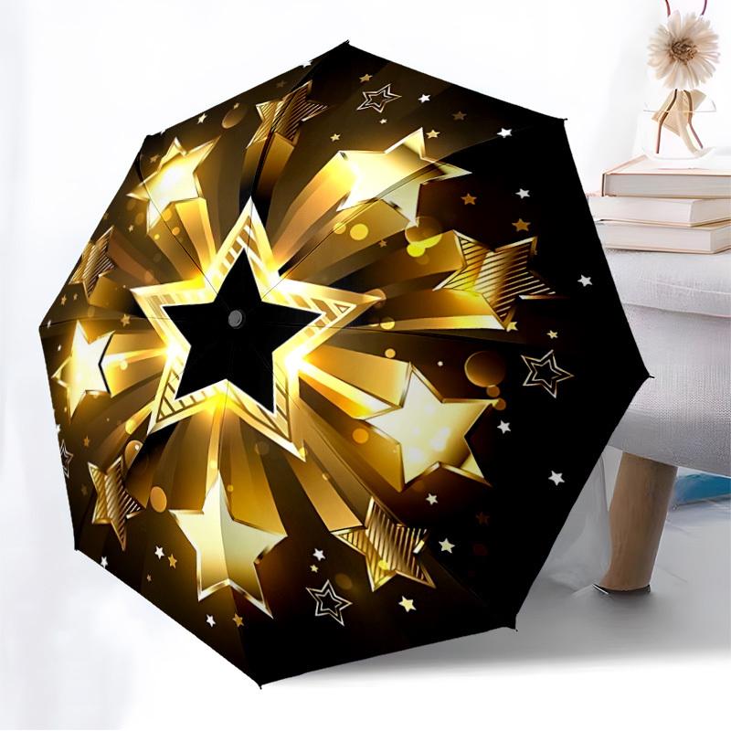 1pc Golden Stars Automatic Open/Close Umbrella, 8-Rib Sturdy Frame,Ideal Birthday/Gift for Men & Women, Outdoor Accessory yy251126049