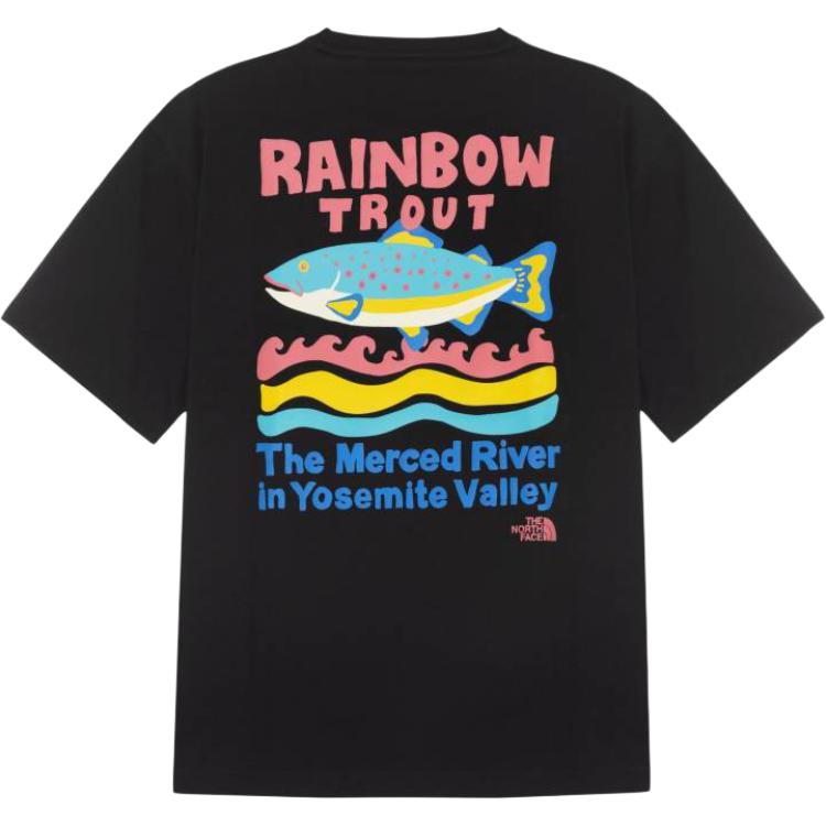 The North Face Pullover Round Neck Printed Short Sleeve T-Shirt Unisex Tops Black NT7UR12J