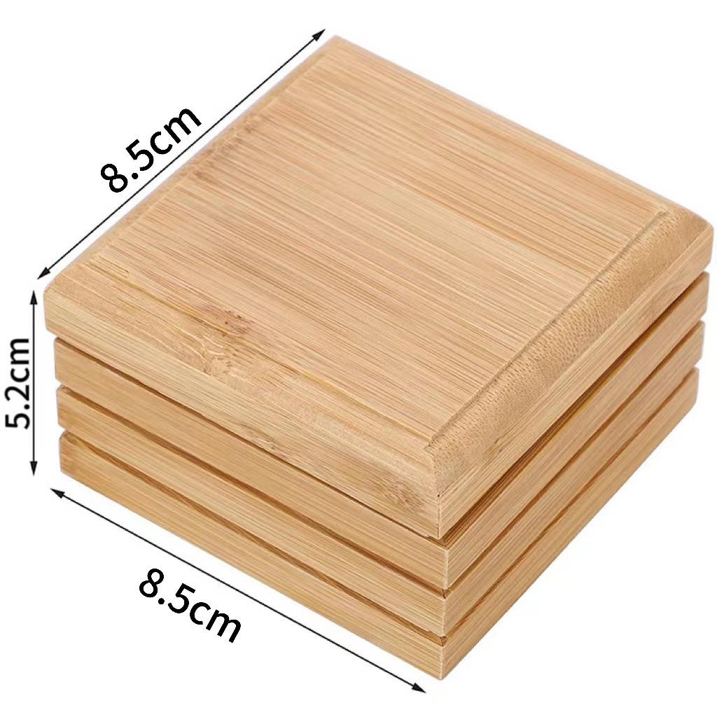 Bamboo Wood Square Soap Dish With Lid Drainage Soap Holder No Suction Cup Bathroom Soap Storage Box For Household Shower Room