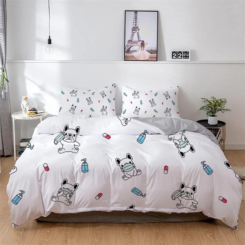 3D French Bulldog Bedding Set Cute Puppy Duvet Cover Cartoon Pet Animals Home Textiles Queen King Full 2 3Pcs
