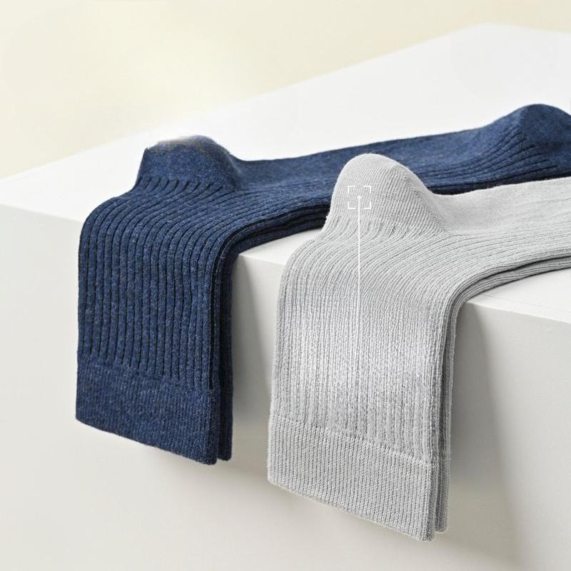 Cotton Autumn and Winter Pure Cotton Socks, Men's Mid-calf Anti-odor Winter Thickened Business Long Socks, All Cotton
