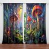 JIT 2pcs Vivid Mushroom Curtains  Forest Design  Room Darkening  Polyester  Home Decor  Rod Pocket for Holiday Windows