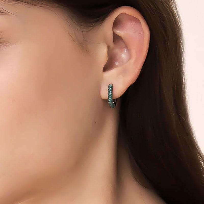 WESTISLAND Oval One-Touch Earrings (Black Green)_WI5084427