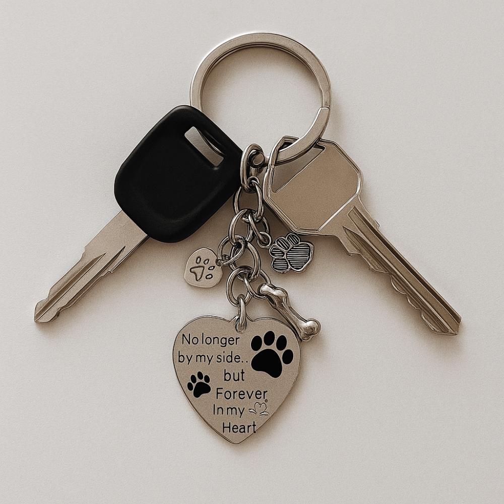 Dog Paw Pet Memorial Key Chain Love Heart Pet Keychain Pendants Cute Dog Tag Key Chain Gift