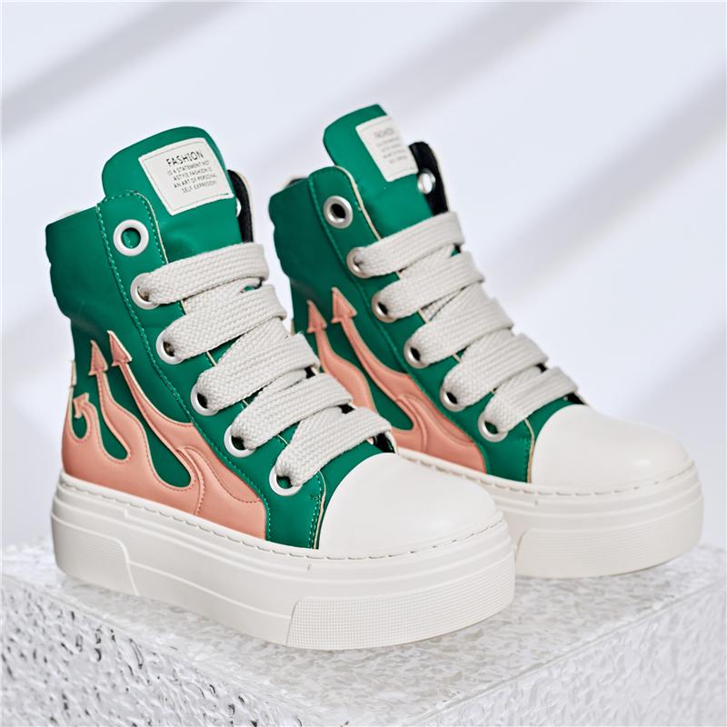 Concise Platform Thick Bottom Unisex Shoes All Match Mixed Color Increase Sport Shoes Runway Sneakers Large Size Casual Trainers