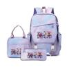 School Season Printed Student Schoolbag Backpack Shoulder Pencil Bag Three-Piece Set