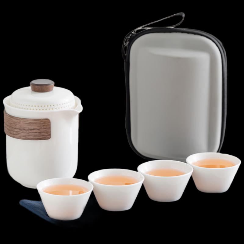 Shangqi Mutton-fat Jade White Porcelain Travel Tea Set