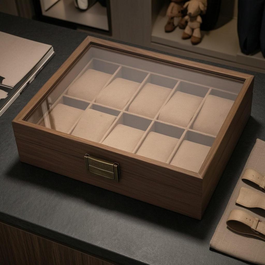Wooden Watch Box with 10 Slots Soft for Collectors