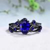 2Pcs/Set Fashion Black Gold Color Blue Rhinestone Zircon Rings For Women Full Crystal Rings Wedding Engagement Jewelry Gifts