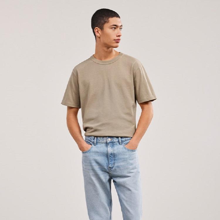 UNIQLO Solid Color Pullover Round Neck T-Shirt Unisex tops Beige 445000-31