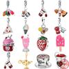 New Copper Coffee Strawberry Ice Cream Dangle Pendant Beads Fit Original Pendant Charm Bracelet Women Diy Jewelry
