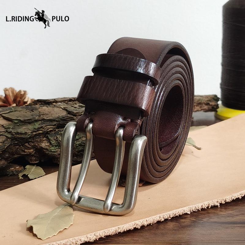 

Высококачественный ремень с двойной пряжкой для мужчин, натуральная кожа, верхний слой, чистая коровья кожа, ретро, повседневный ремень 115cm кофейный