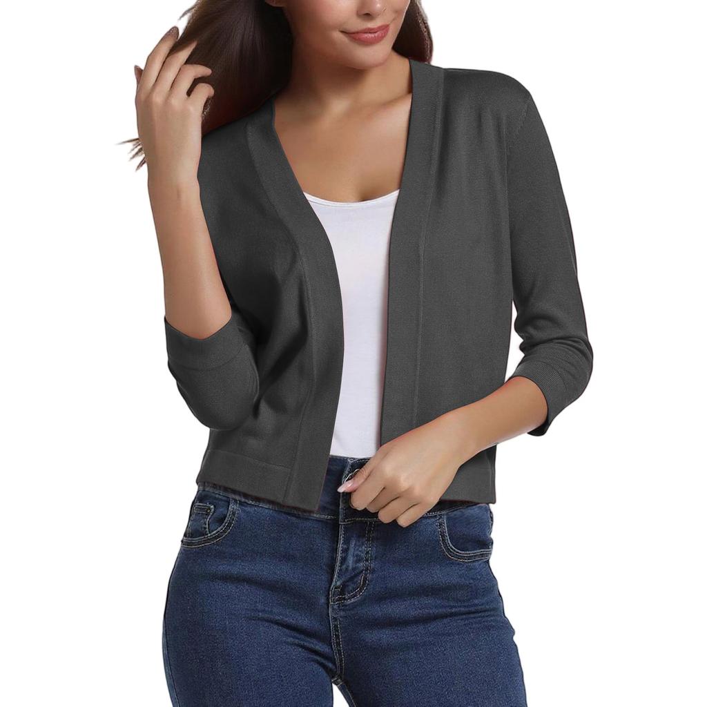 Women's Fashion Versatile Short Jacket Knitted Cardigan Colour Tops
