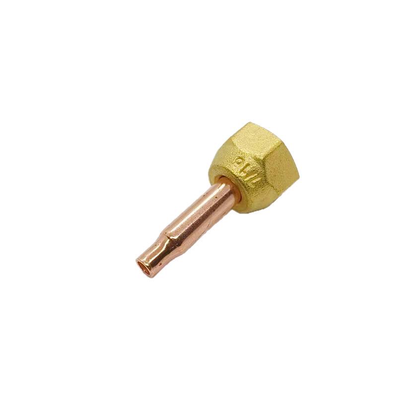Copper Bell Mouth Flaring Capillary Tube Connector for Refrigeration, 1/4" Nut