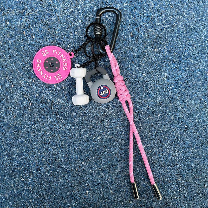 

Funny Multicolor Gym Series Key Chain Handmade Rope Kettlebell School Bag Charm Creative Sporty Style Bag Pendants